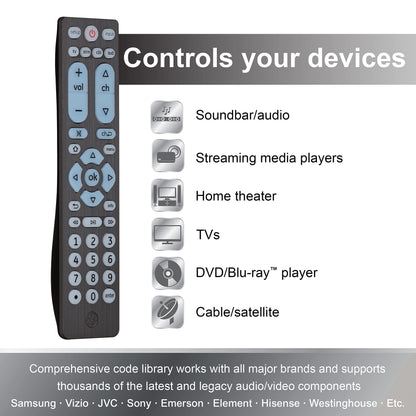 GE Big Button Backlit Universal Remote Control for Six Devices
