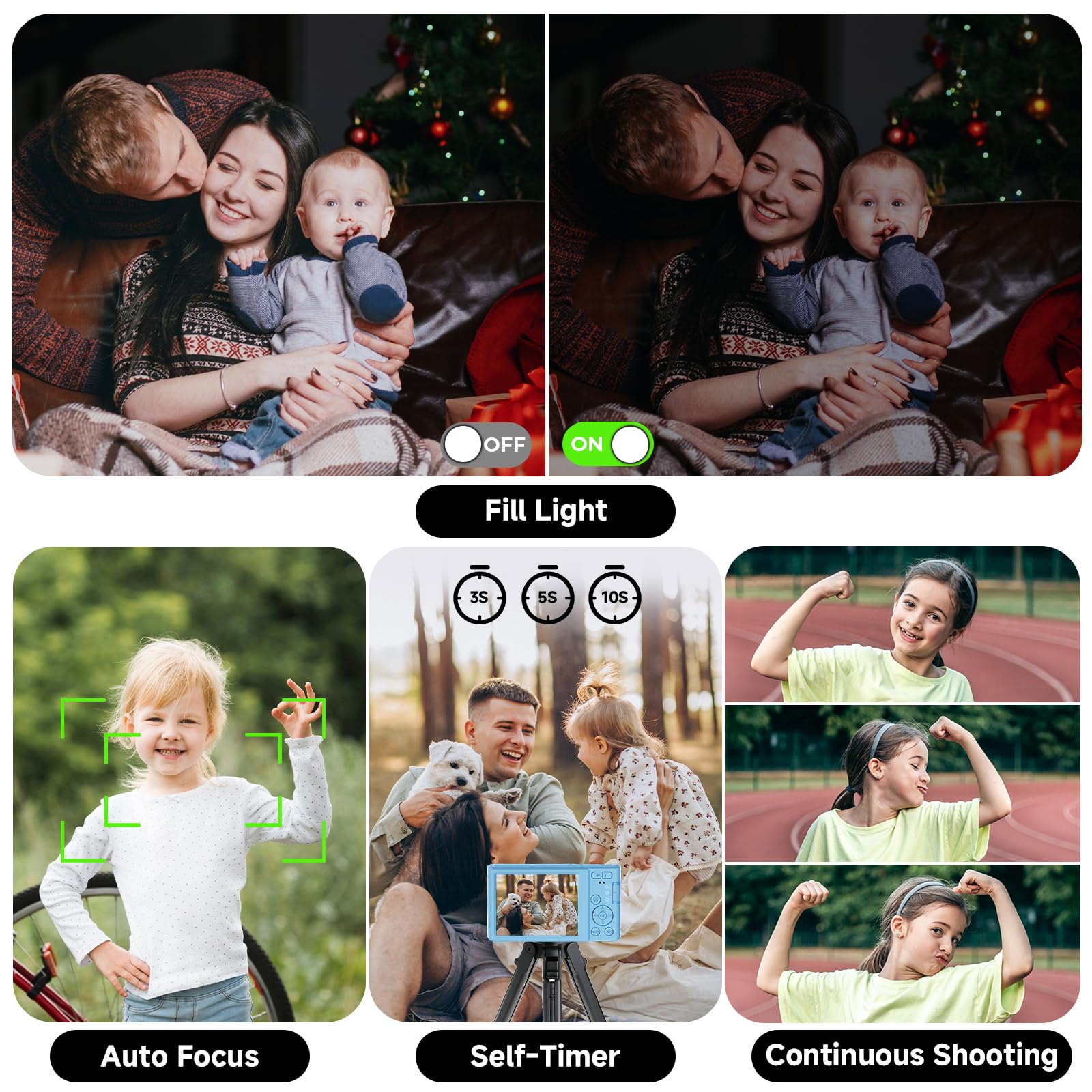 FHD 4K Digital Camera for Kids with 16X Zoom