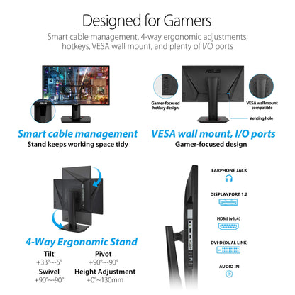 ASUS VG248QG 24 Inch GSYNC Gaming Monitor with Eye Care Technology
