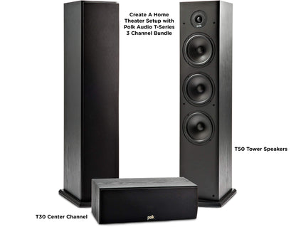 Polk Audio T15 Bookshelf Speakers with Deep Bass Sound