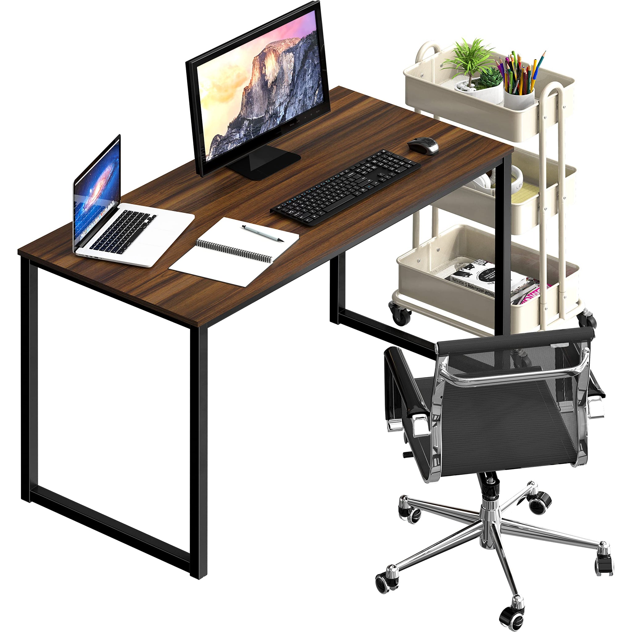 SHW 48 Inch Black Home Office Computer Desk