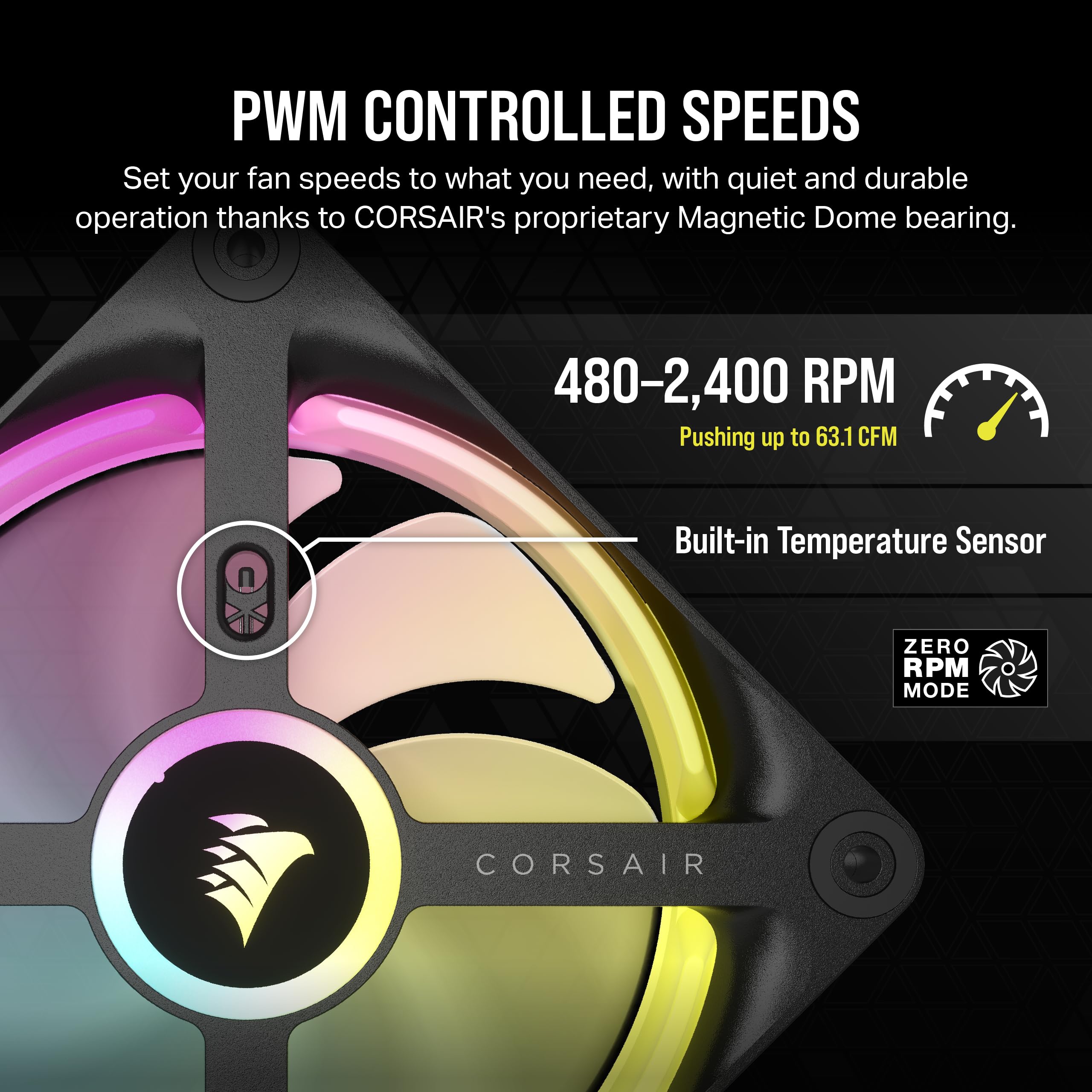 Corsair iCUE LINK QX120 RGB Fan Kit with Magnetic Dome Design