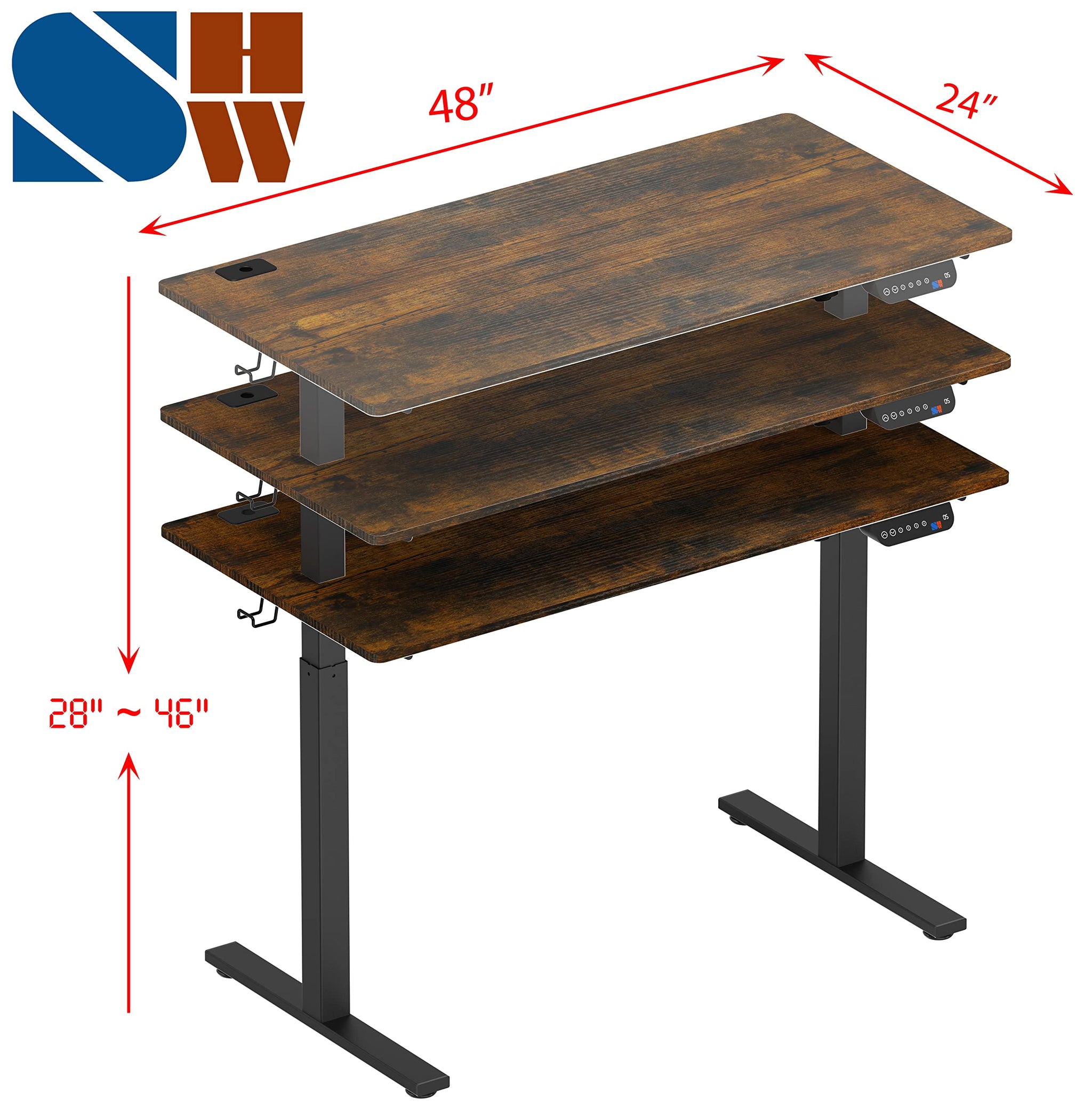 Height Adjustable Standing Desk with Memory Preset Feature