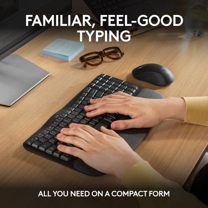 Logitech Wave Keys Wireless Ergonomic Keyboard for Comfort