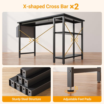 CubiCubi L Shaped Desk with Reversible Storage Options