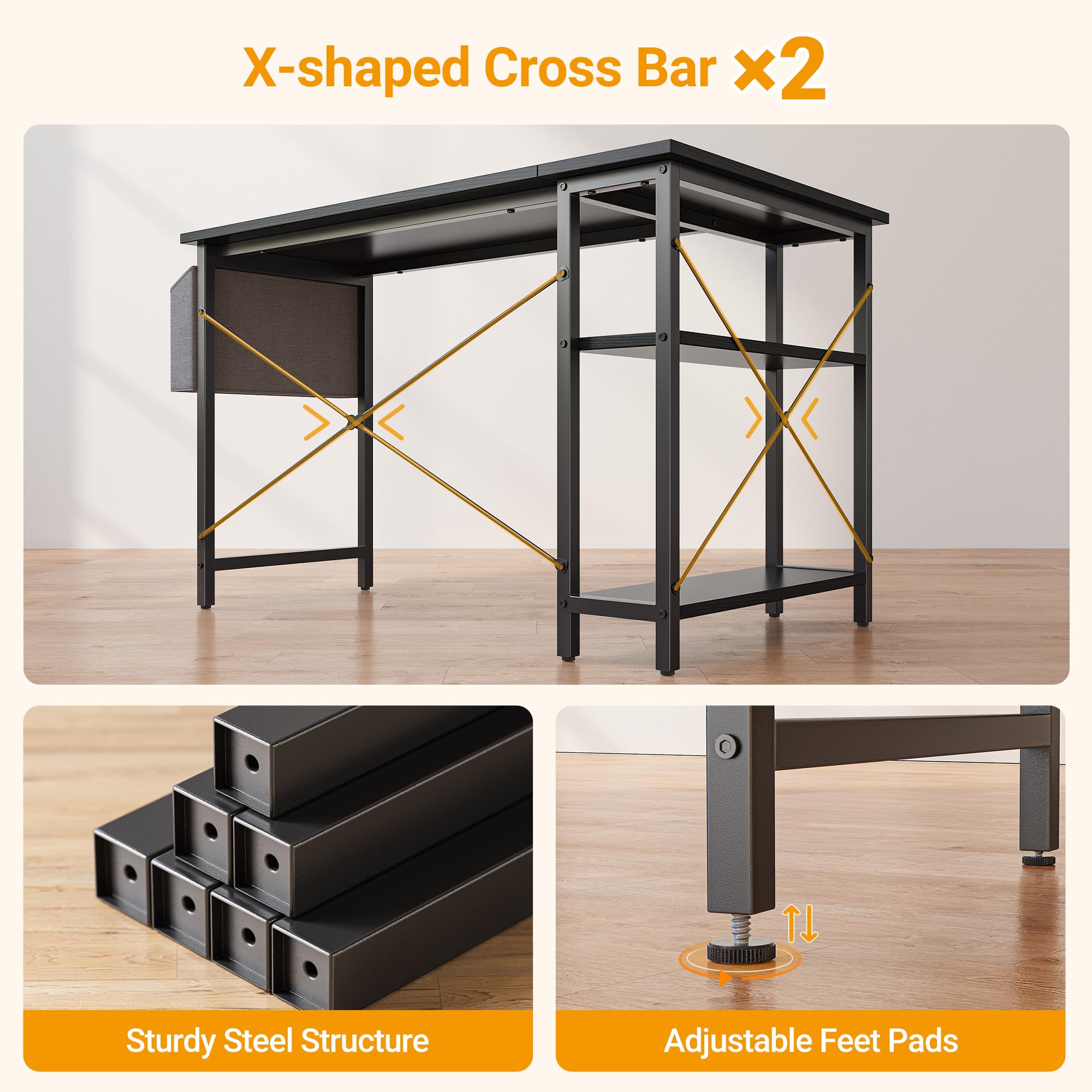 CubiCubi L Shaped Desk with Reversible Storage Options