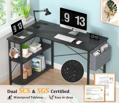 L Shaped Office Desk with USB Ports for Small Spaces