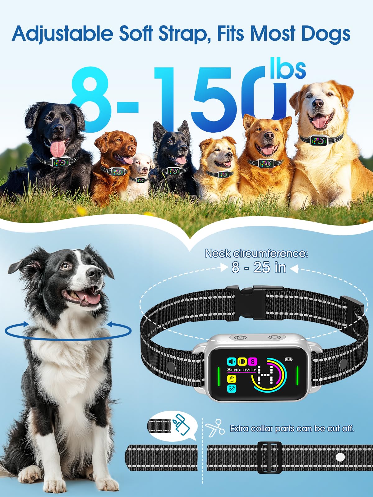 Smart Rechargeable Bark Collar for Dogs with Adjustable Sensitivity