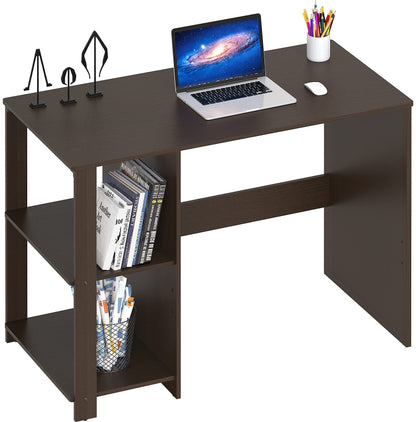 SHW 38 Inch Black Home Office Desk with Shelves