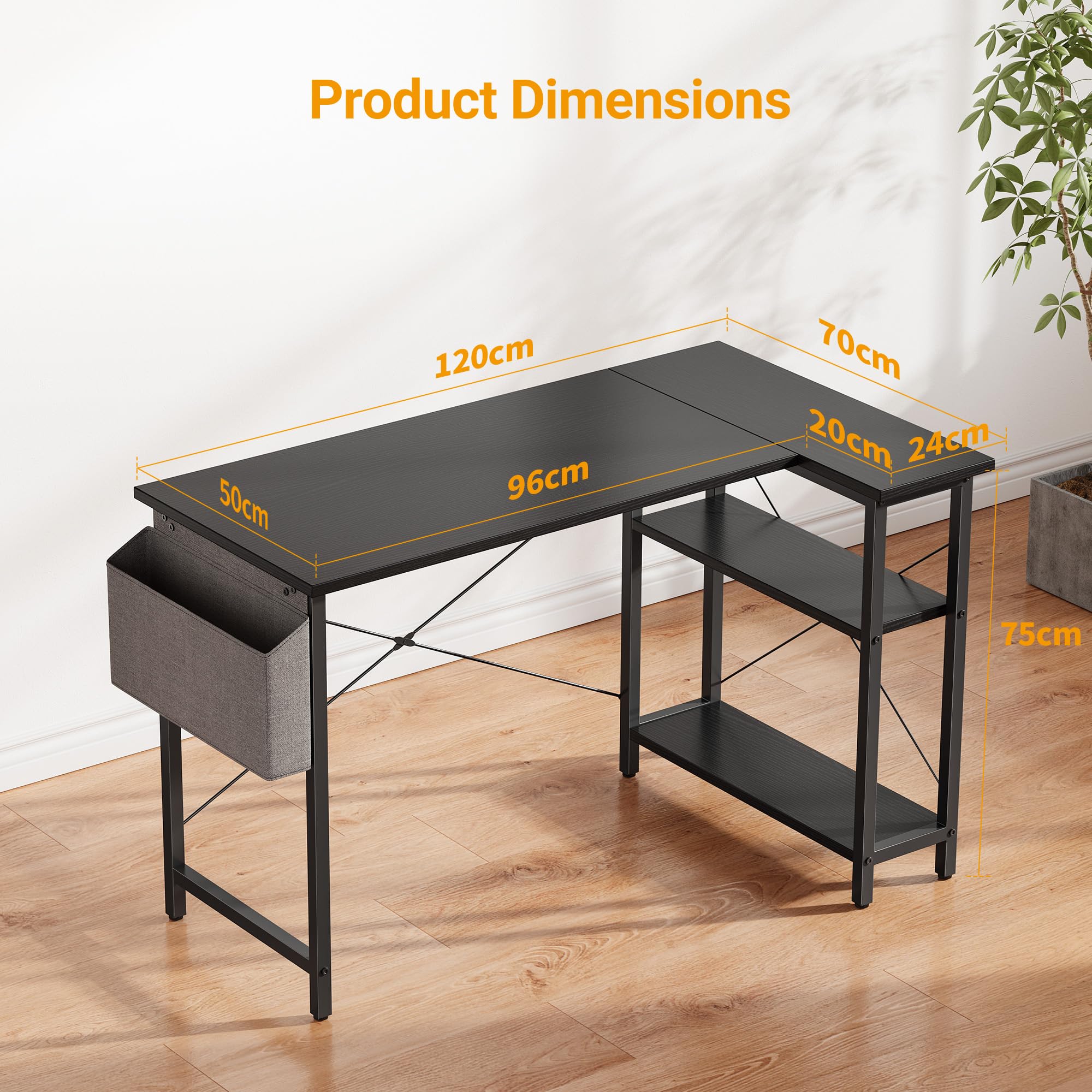 CubiCubi L Shaped Desk with Reversible Storage Options