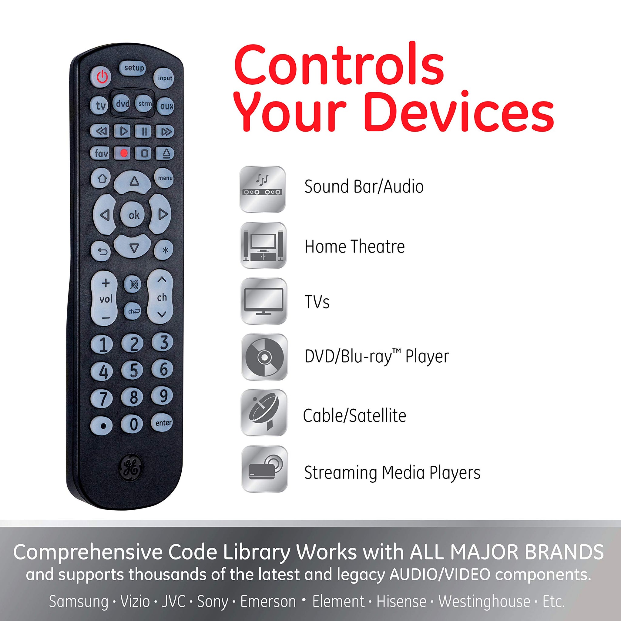 Universal Remote Control for 4 Devices in Black
