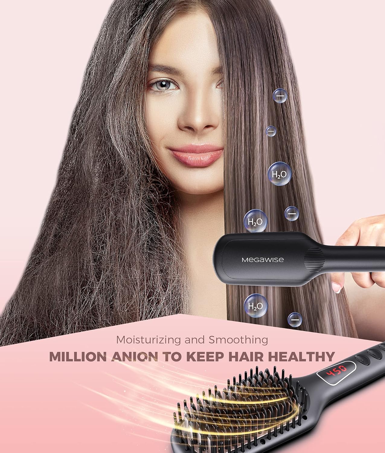 Megawise Pro Ceramic Ionic Hair Straightener Brush