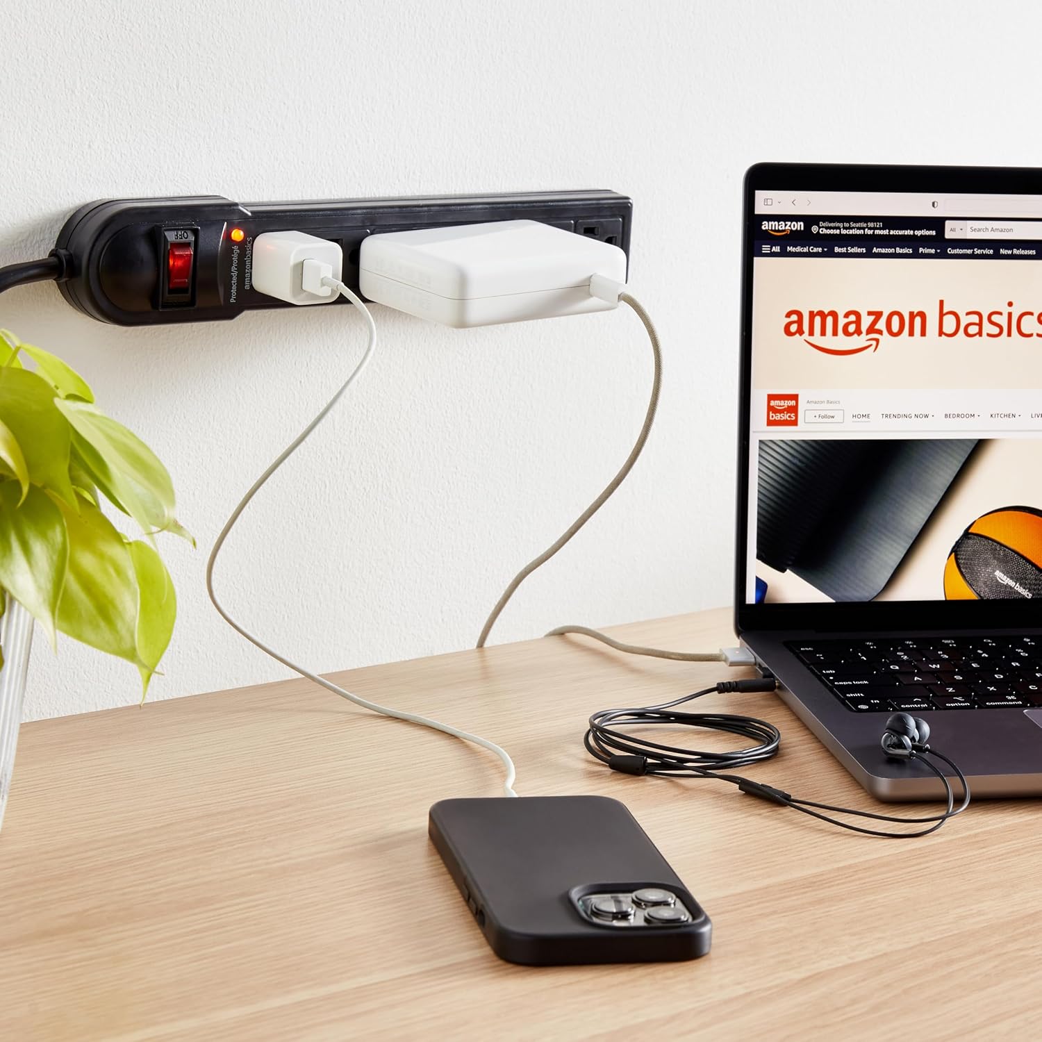 Amazon Basics Surge Protector Power Strip With LED Indicator