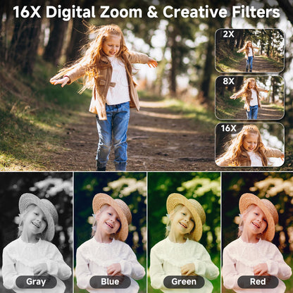 FHD 4K Digital Camera for Kids with 16X Zoom