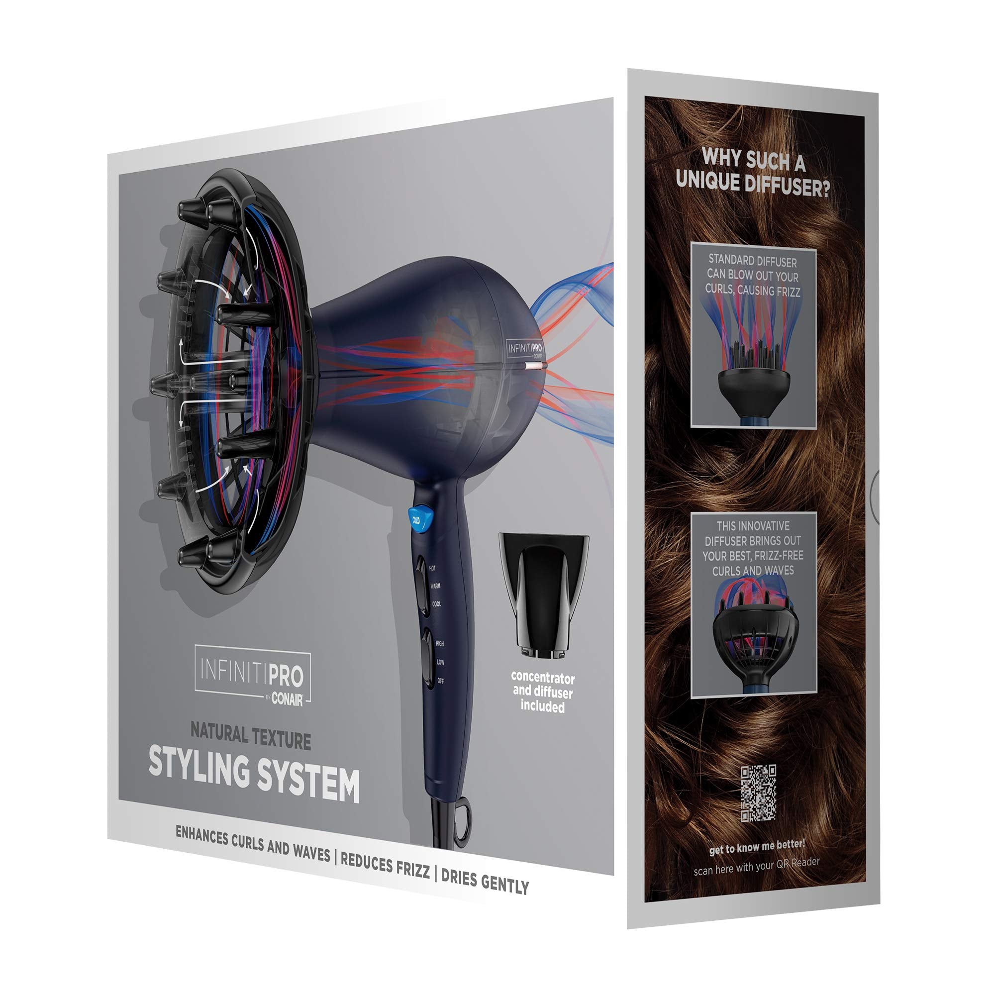 InfinitiPRO Hair Dryer with Diffuser for Frizz Free Curls