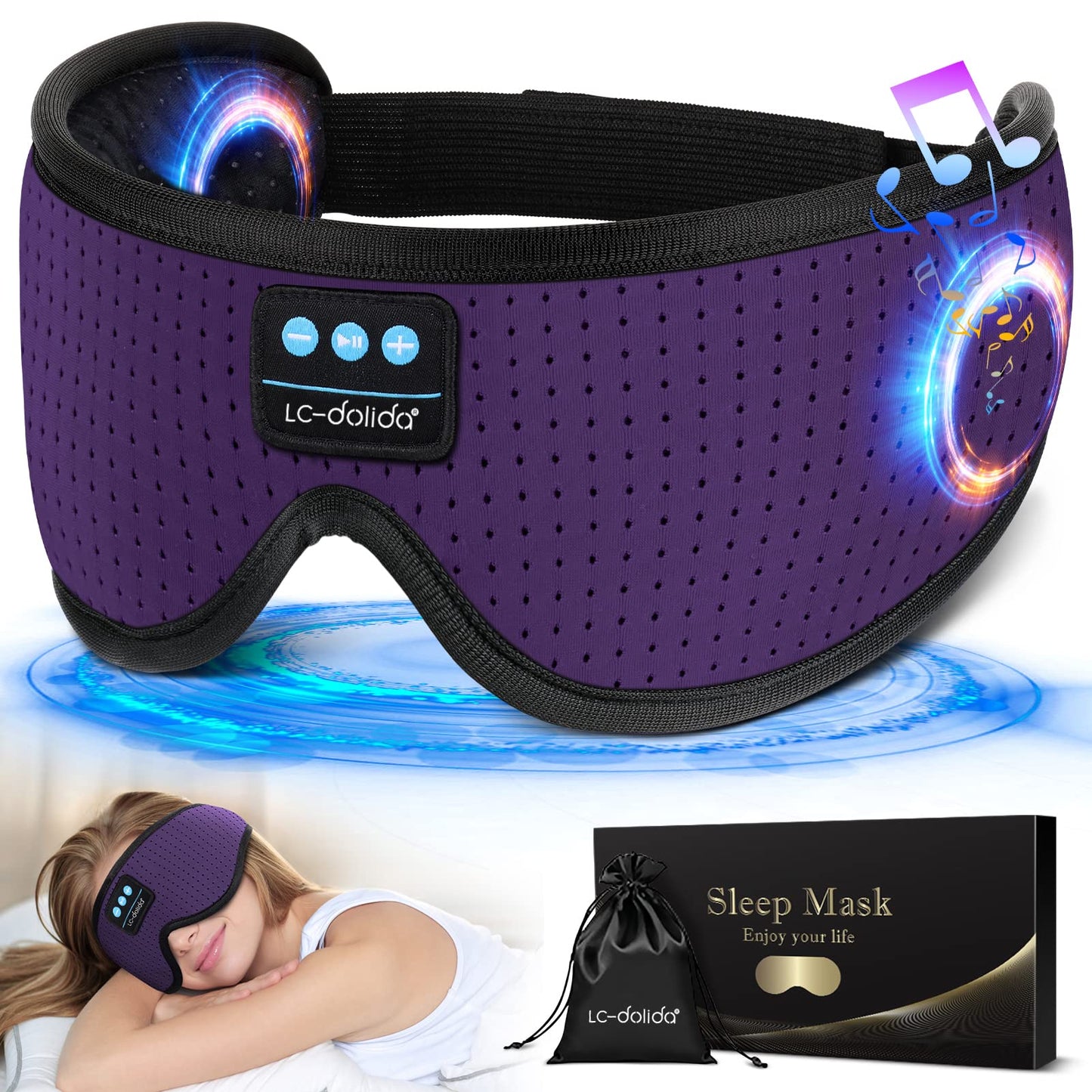 Sleep Headphones Bluetooth Eye Mask for Side Sleepers