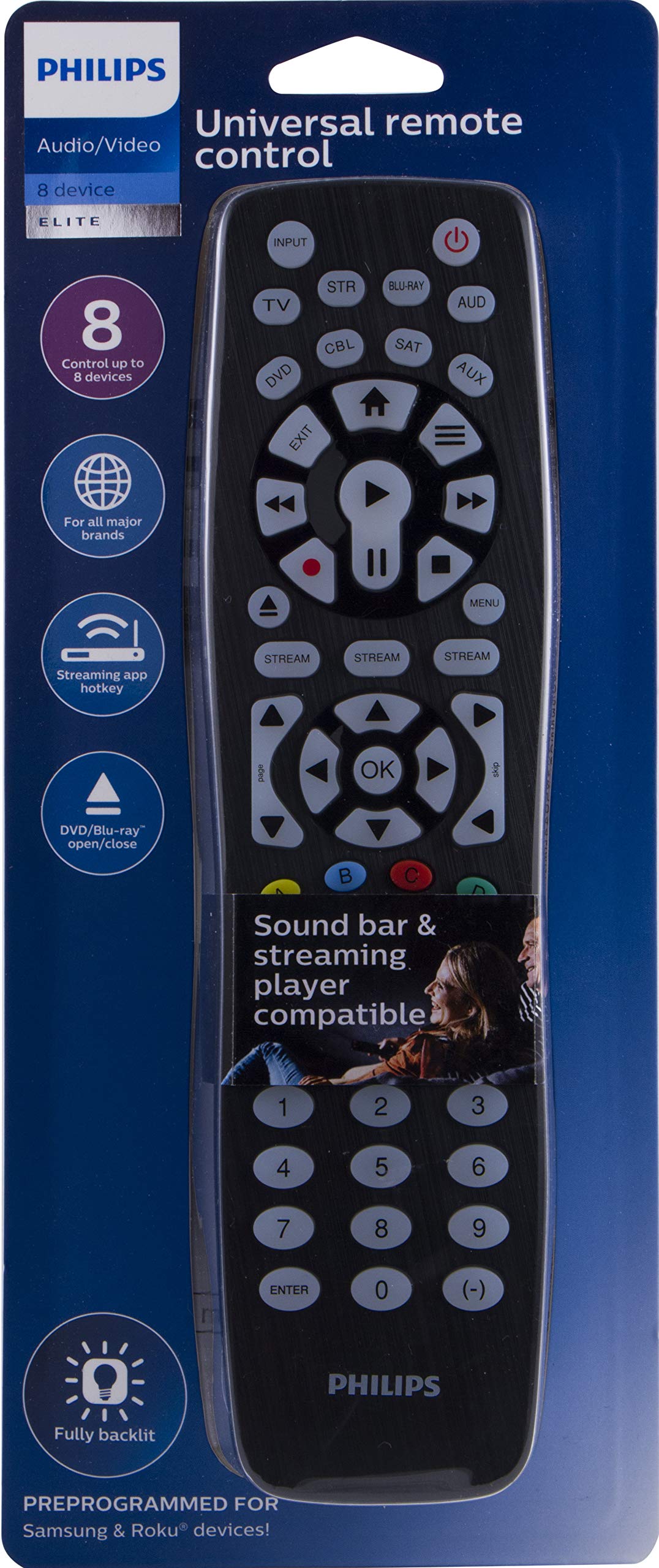 Philips Backlit Universal Remote Control for Smart TVs