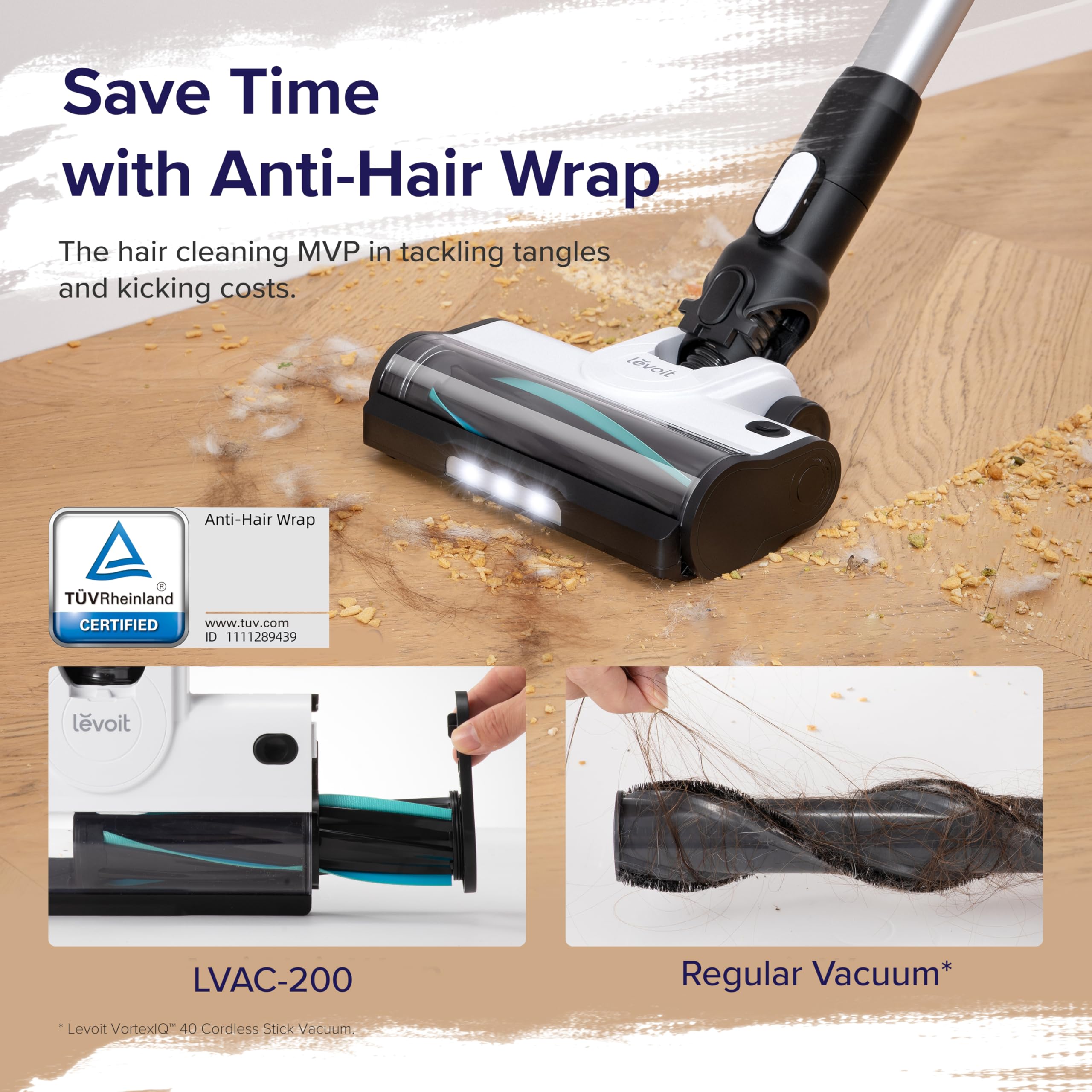 Levoit Cordless Vacuum Cleaner with Tangle Resistant Design