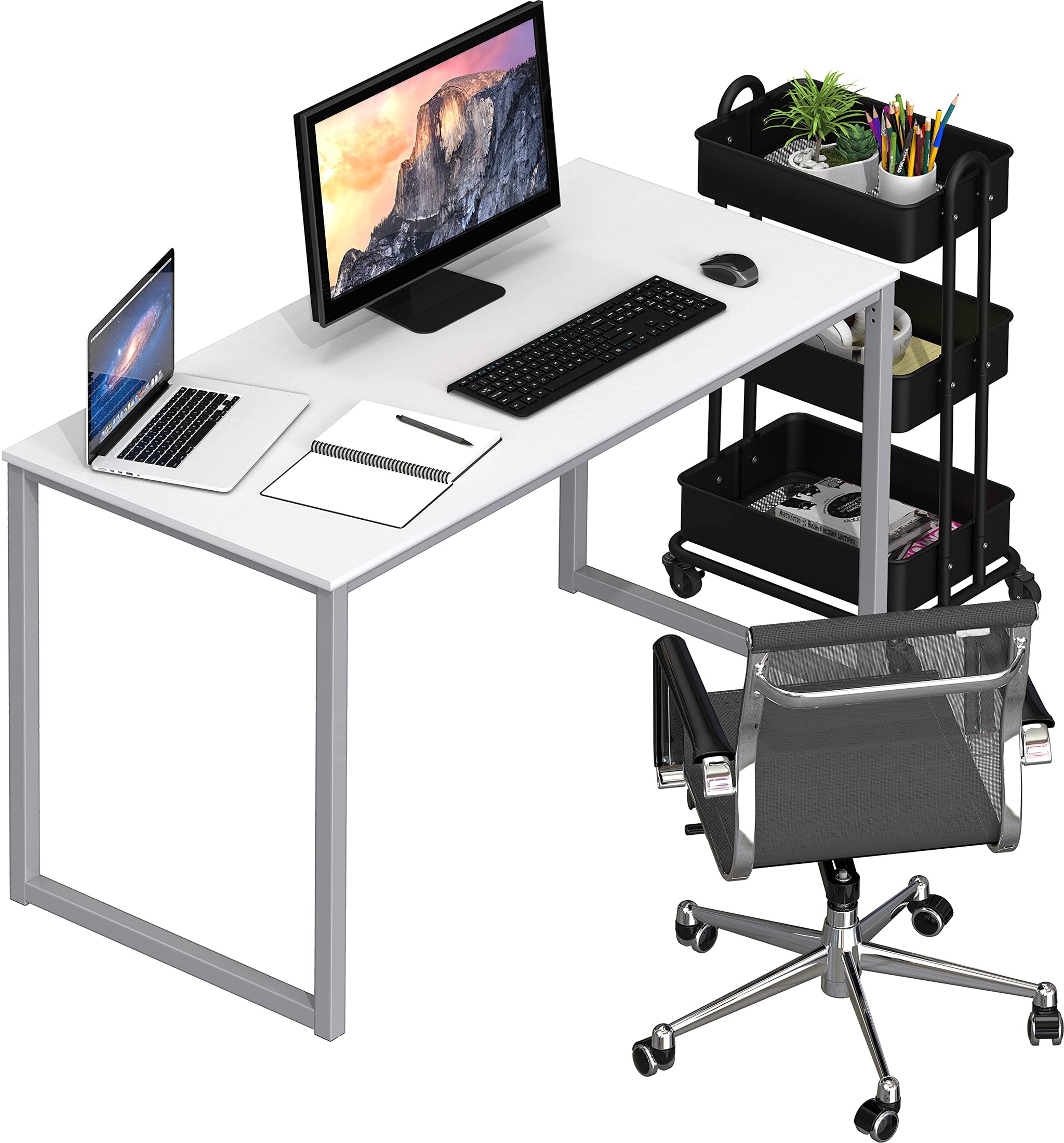 SHW 48 Inch Black Home Office Computer Desk