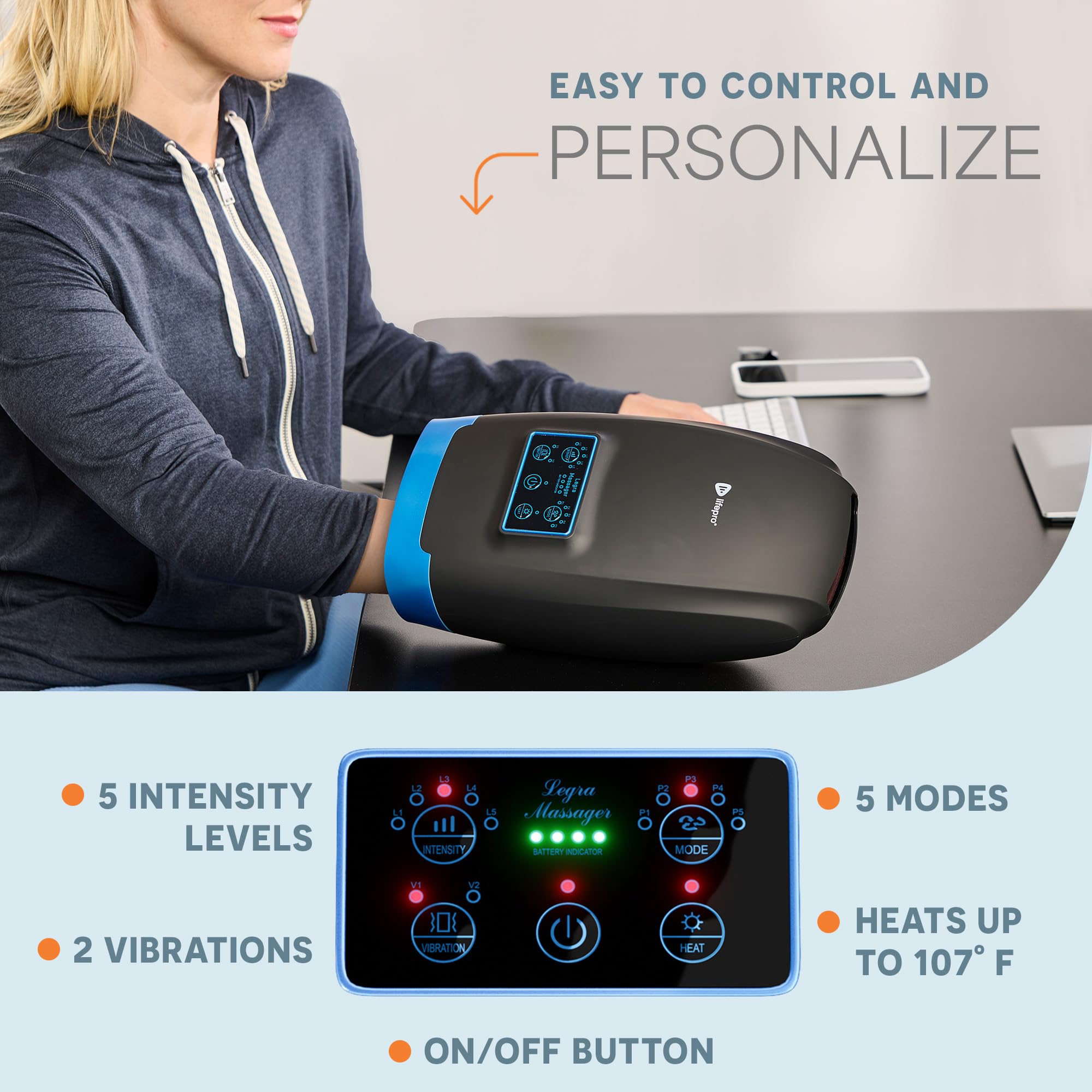 LifePro Legra Hand Massager with Heat and Compression
