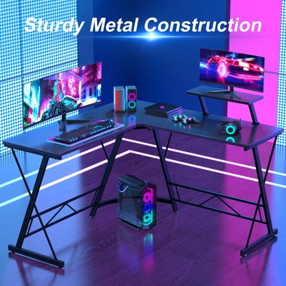 L Shaped Gaming Desk with Large Monitor Stand
