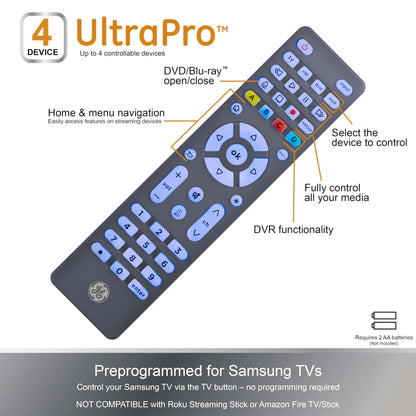 GE 4 Device Universal Remote with Backlit Buttons