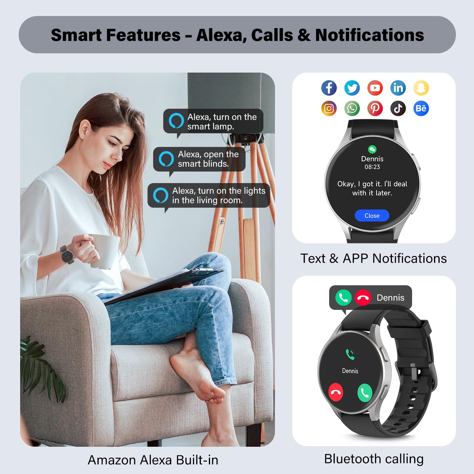 Smart Watch For Women With Alexa Health Tracking AMOLED