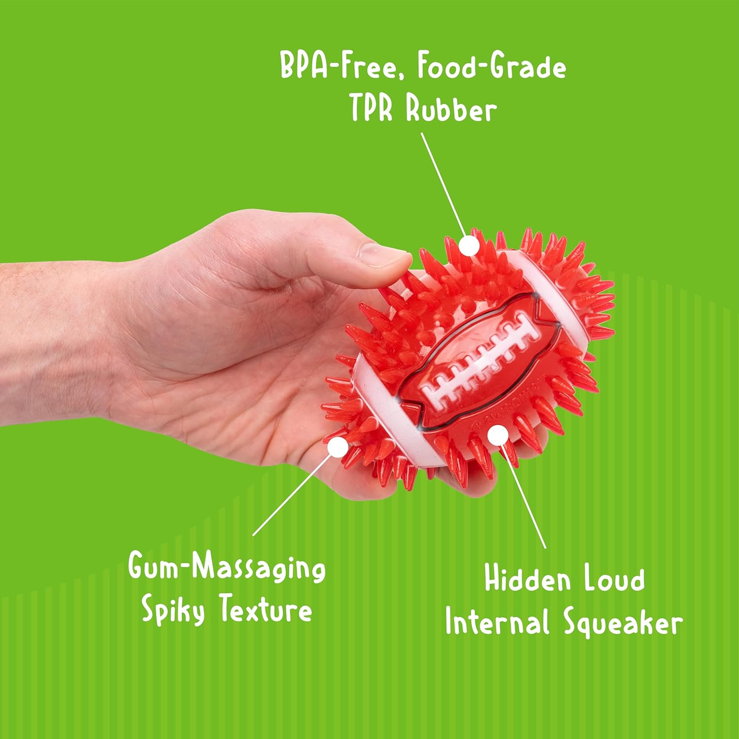 Durable Spiky Squeak Football Toy for Dogs
