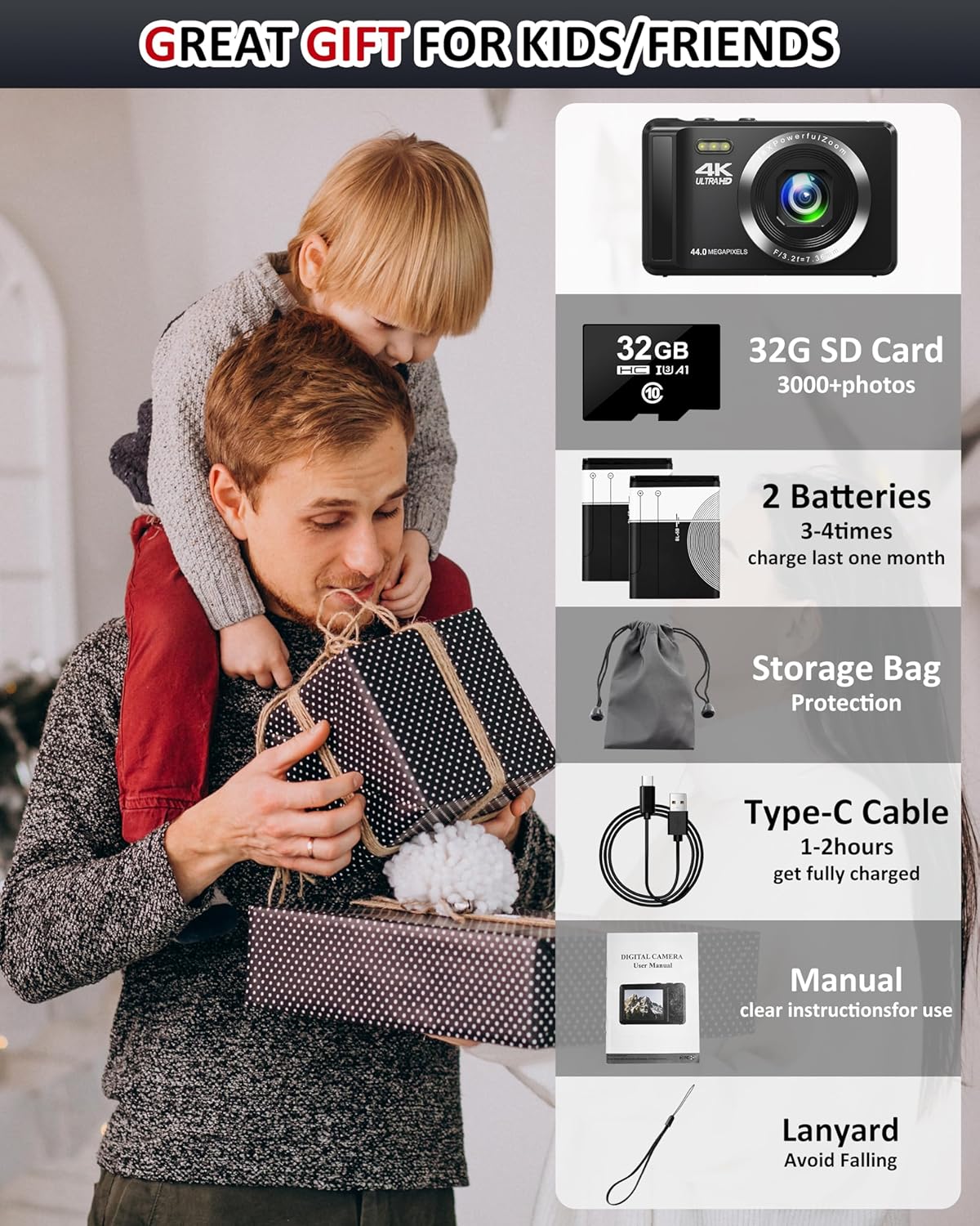 44MP 4K UHD Digital Camera for Stunning Vlogs