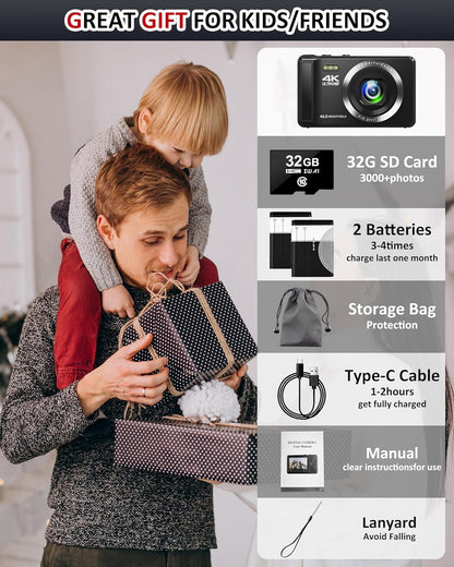 44MP 4K UHD Digital Camera for Stunning Vlogs