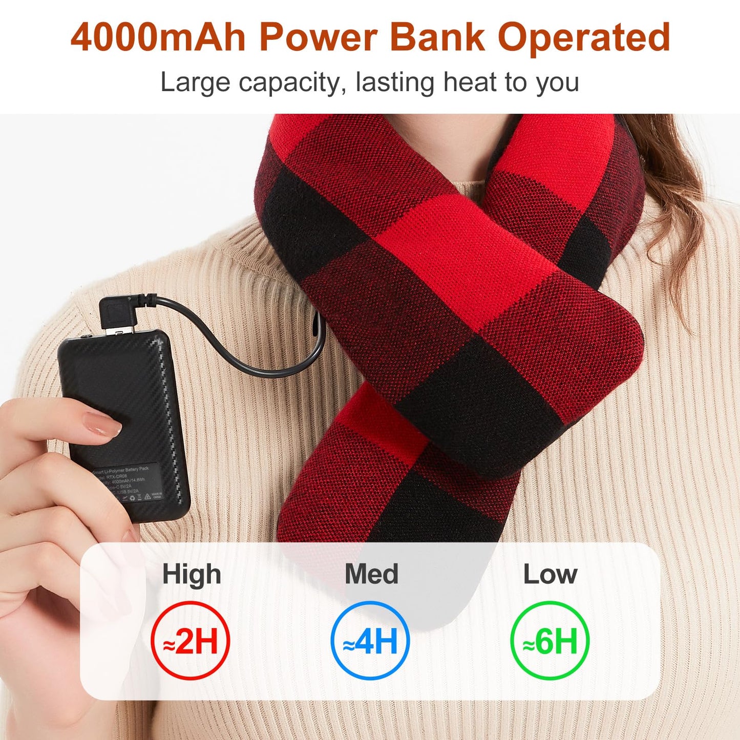 Heated Scarf for Women and Men Neck Warmer with Power Bank
