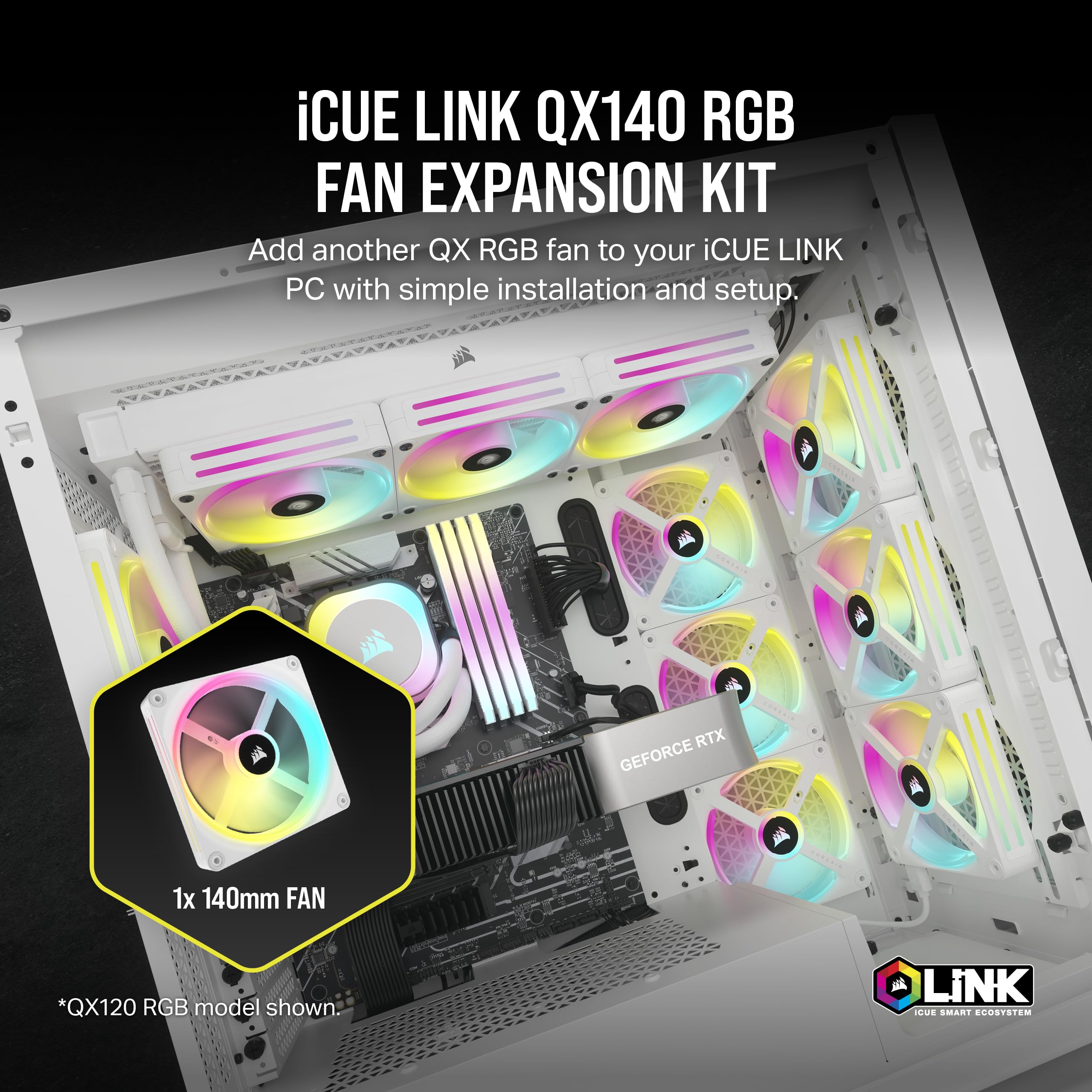 Corsair iCUE LINK QX120 RGB Fan Kit with Magnetic Dome Design
