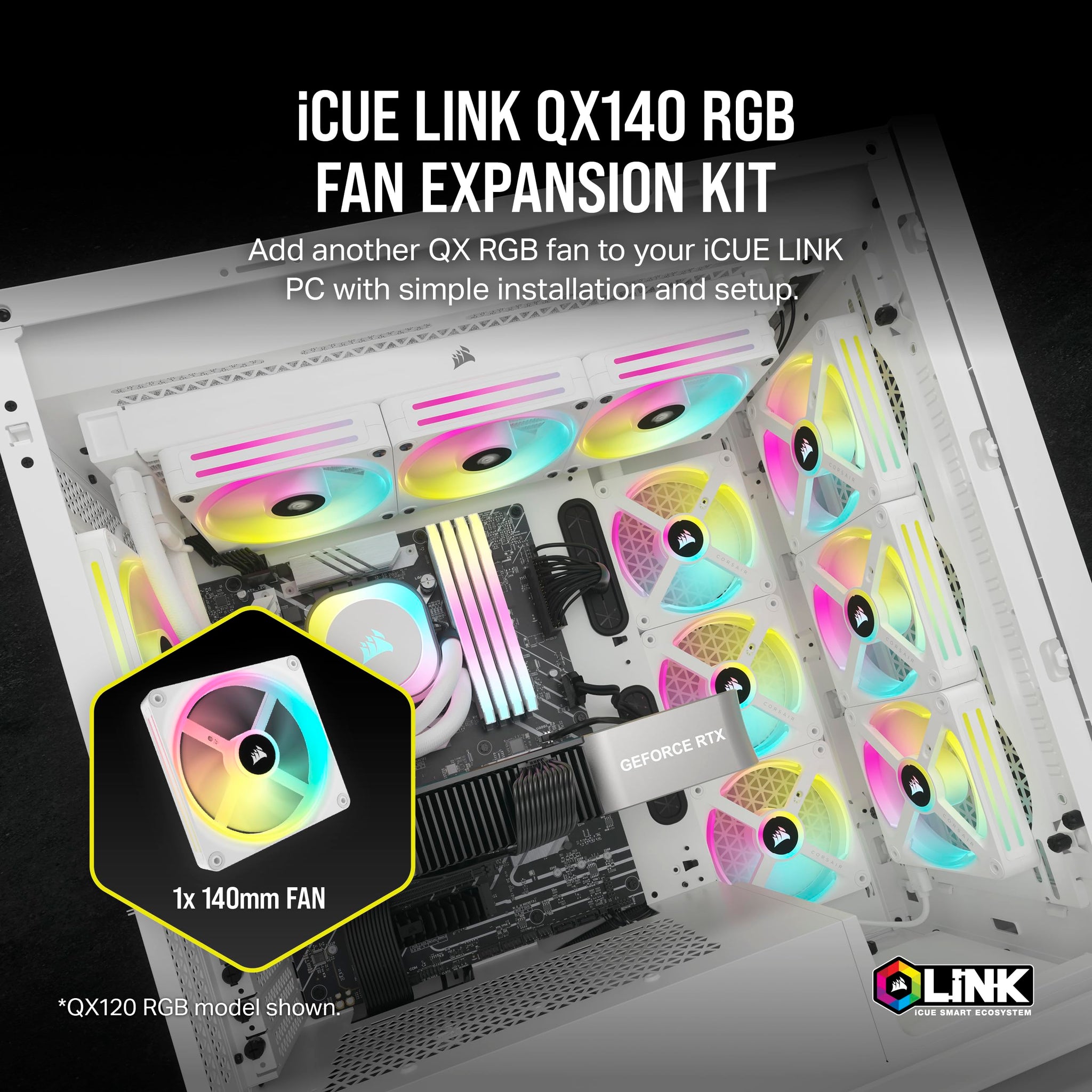 Corsair iCUE LINK QX120 RGB Fan Kit with Magnetic Dome Design