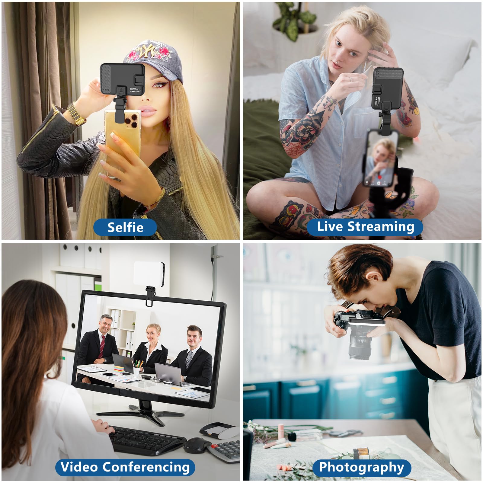 Rechargeable LED Selfie Light with Tripod Adapter