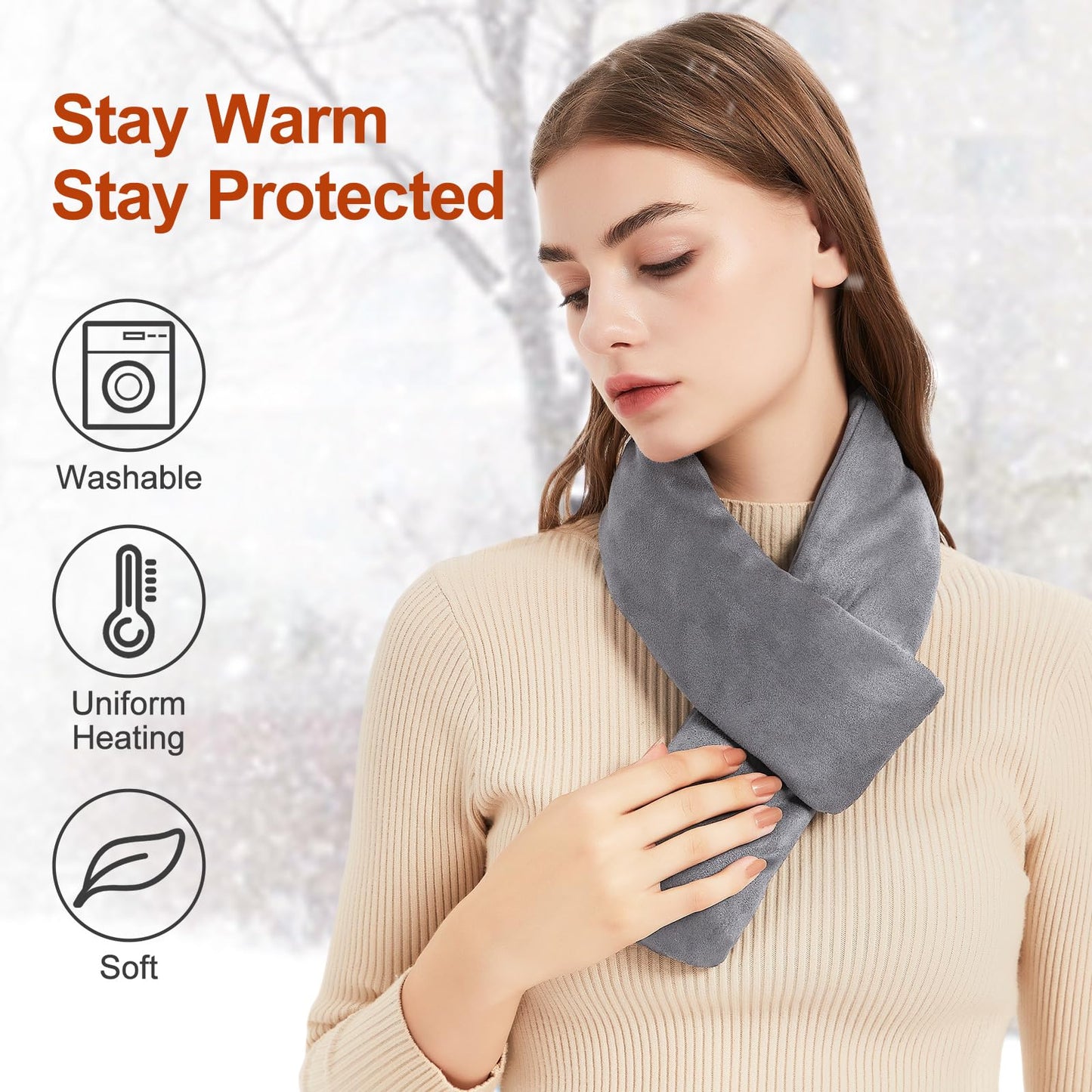 Heated Scarf for Women and Men Neck Warmer with Power Bank