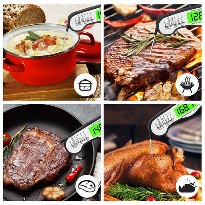 Digital Meat Thermometer Instant Read Waterproof Backlit Red