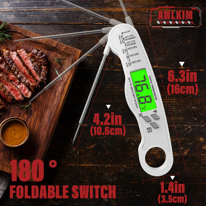 Digital Meat Thermometer Instant Read Waterproof Backlit Red
