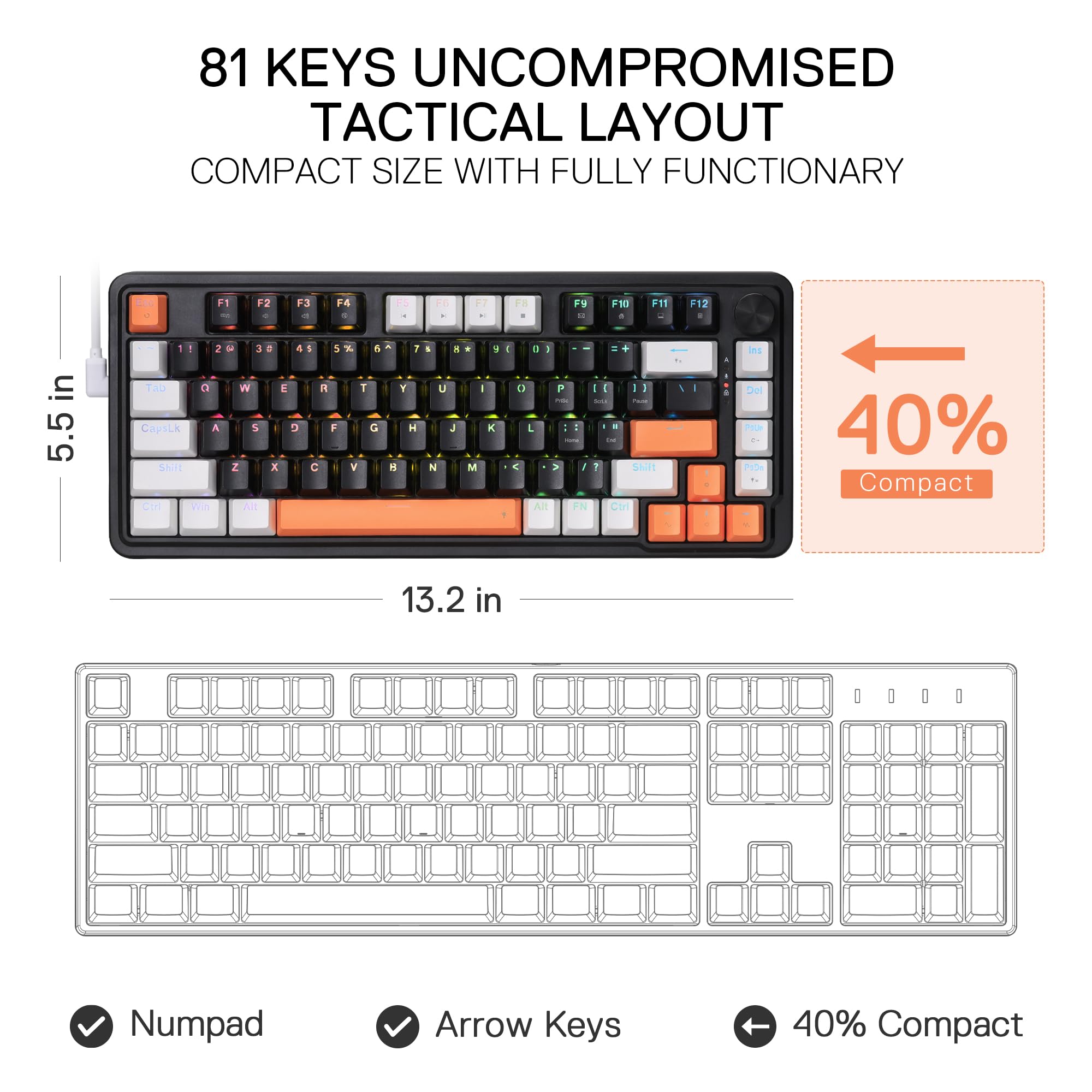Redragon K673 Pro Wireless RGB Gaming Keyboard with Custom Knob