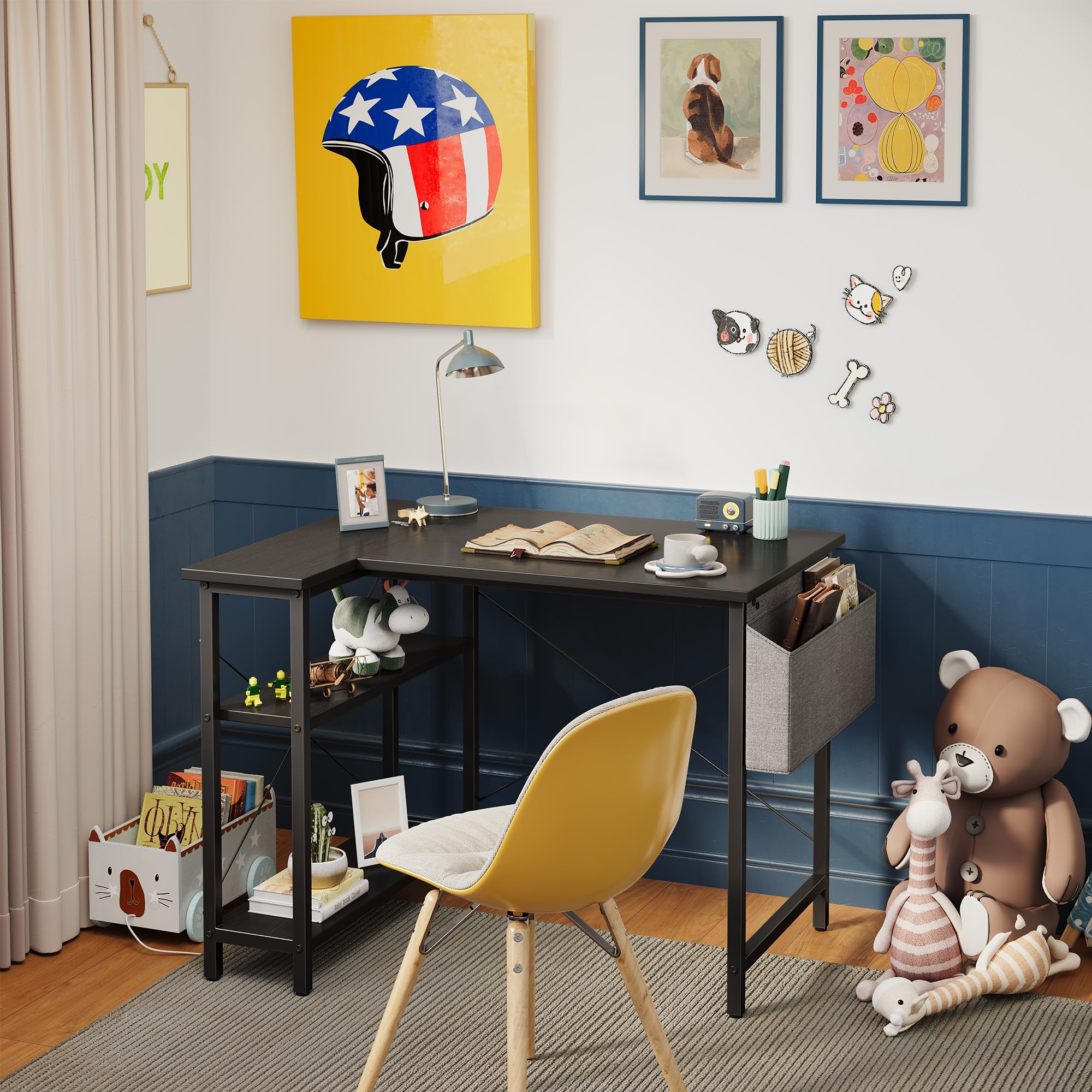 CubiCubi L Shaped Desk with Reversible Storage Options
