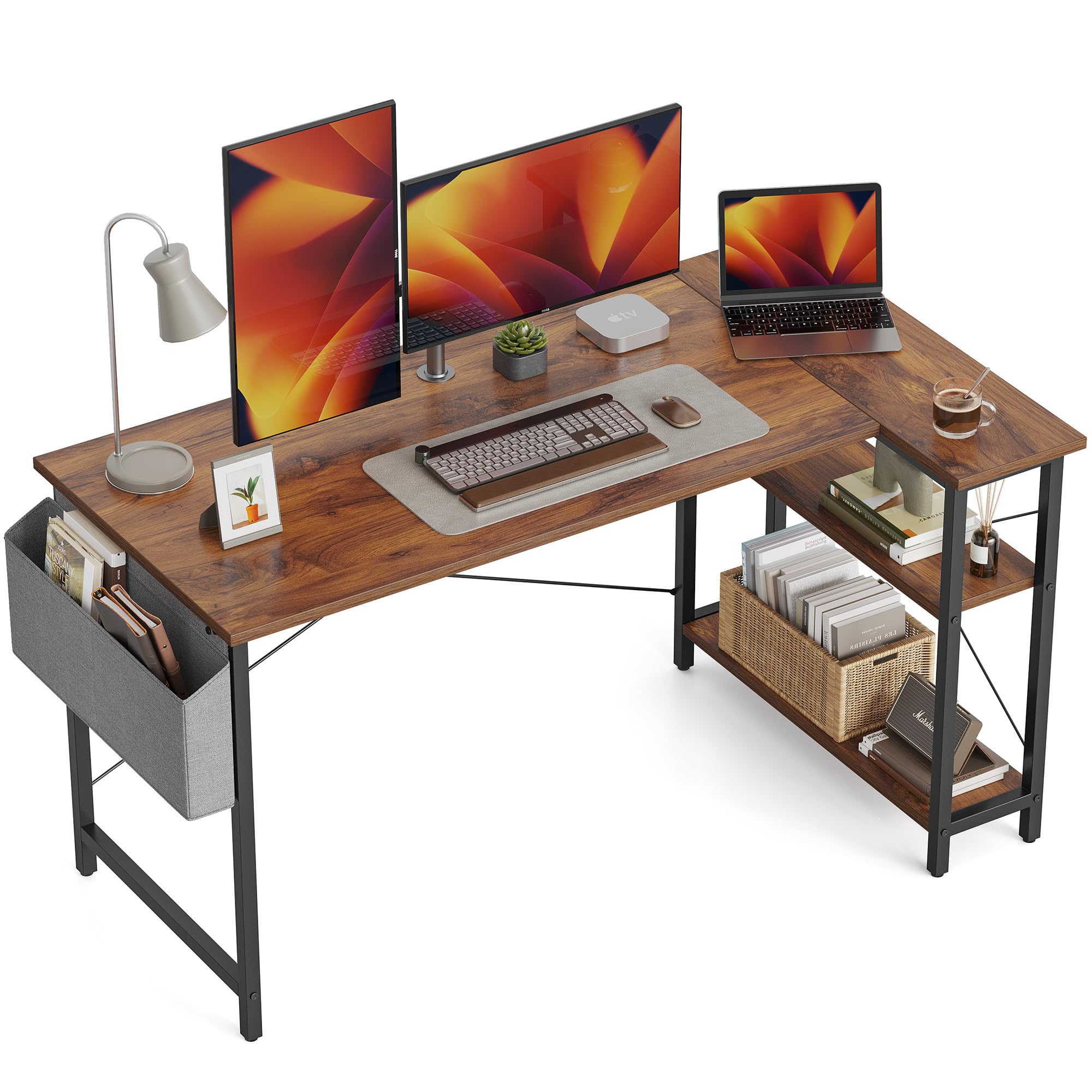 CubiCubi L Shaped Desk with Reversible Storage Options