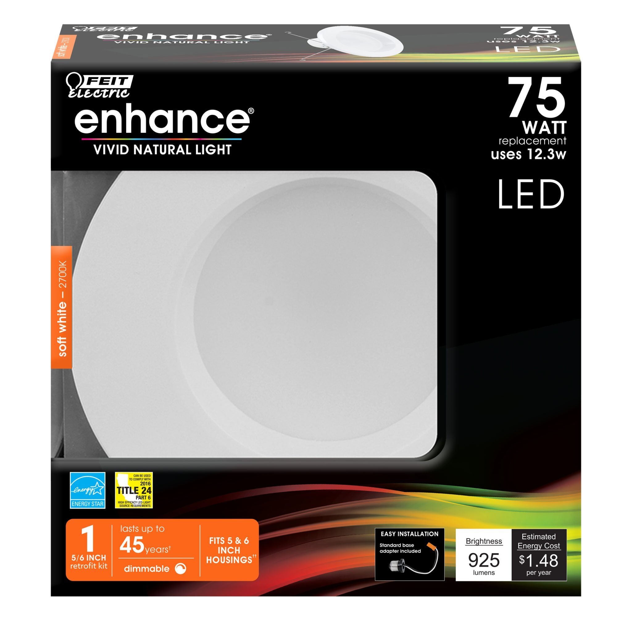 Energy Efficient LED Downlight Retrofit Kit with Adjustable Trim