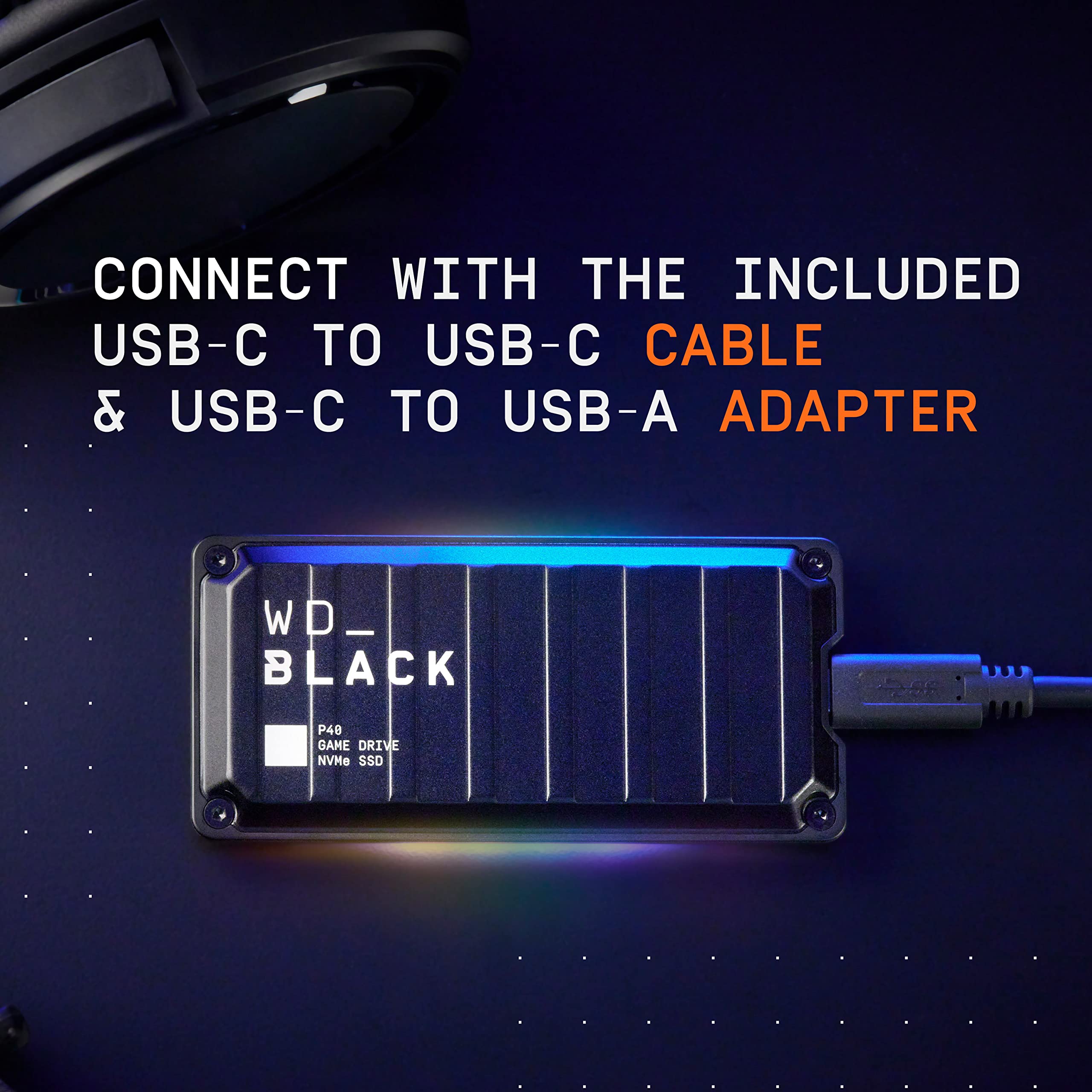 Western Digital 1TB P40 Game Drive SSD with RGB Lighting