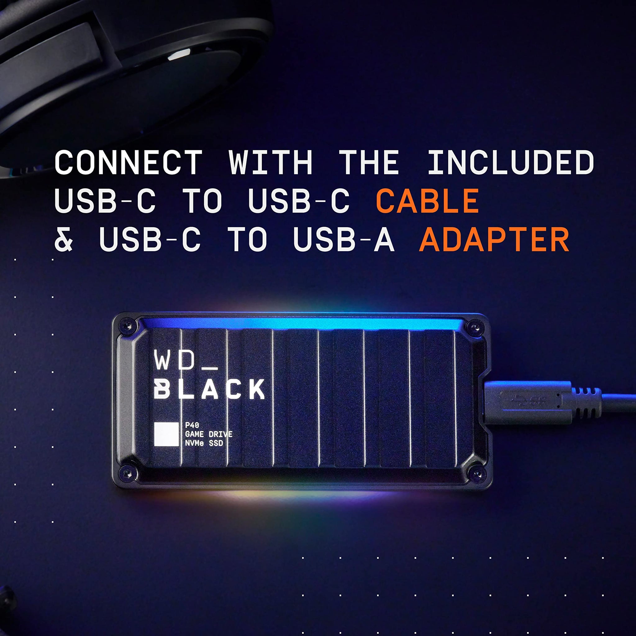 Western Digital 1TB P40 Game Drive SSD with RGB Lighting