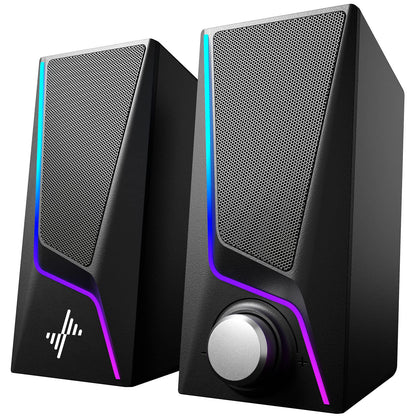 USB Powered Computer Speakers with Bass Boost and Lighting Modes