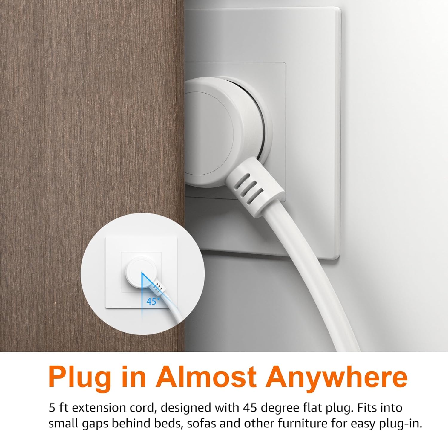 Power Strip With Three USB Ports And Five Foot Cord