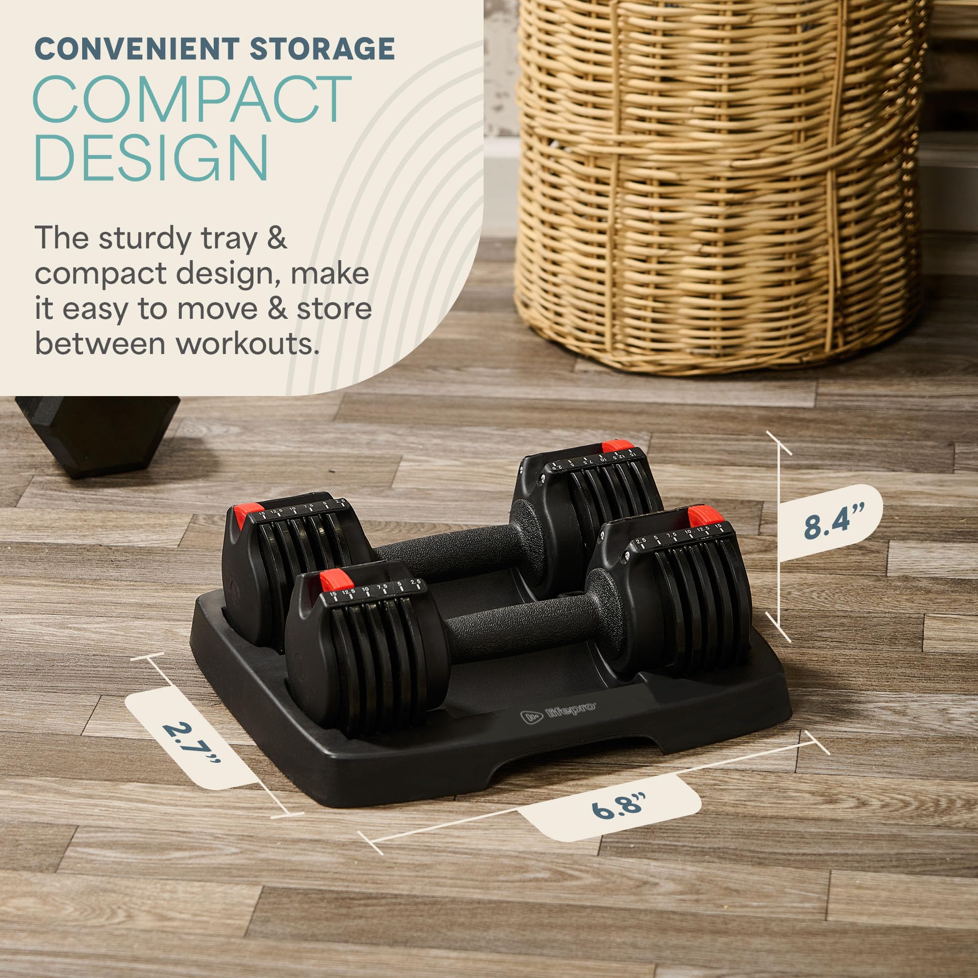 Adjustable Dumbbells Set with Rack for Home Gym