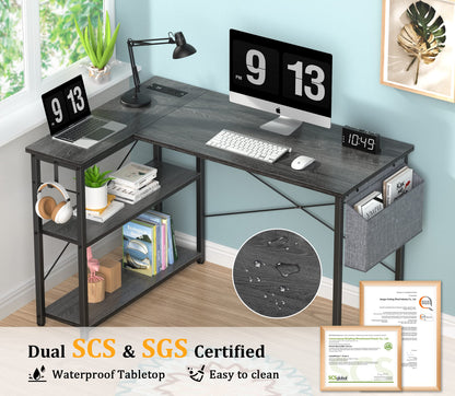 L Shaped Office Desk with USB Ports for Small Spaces