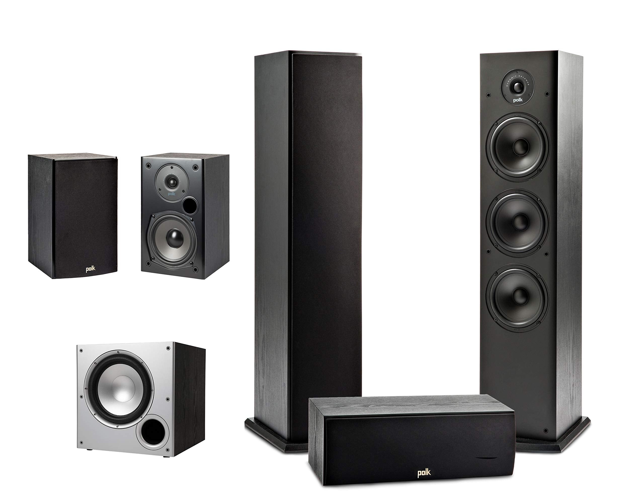 Polk Audio T15 Bookshelf Speakers with Deep Bass Sound