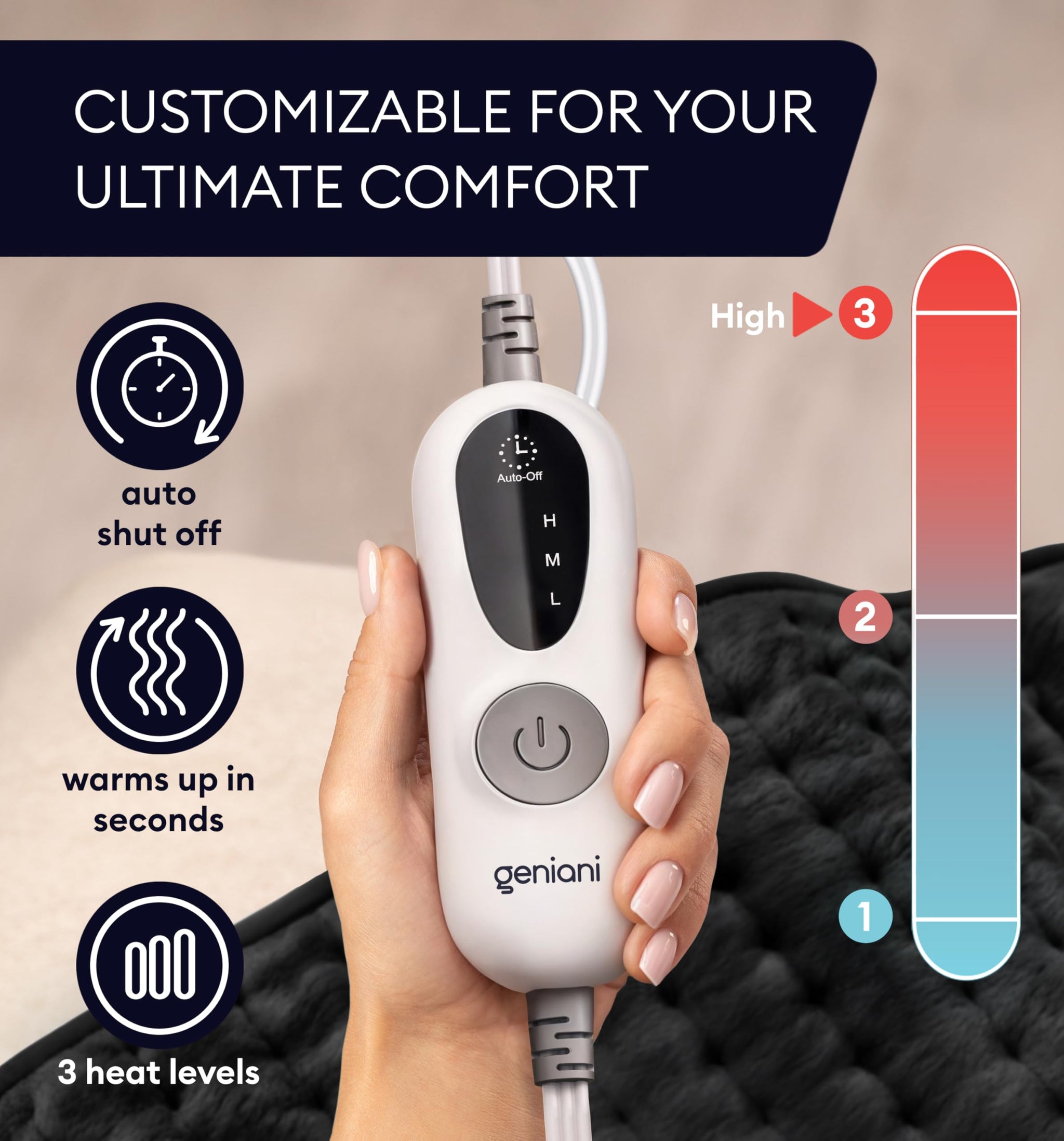 Geniani Large Electric Heating Pad for Pain Relief
