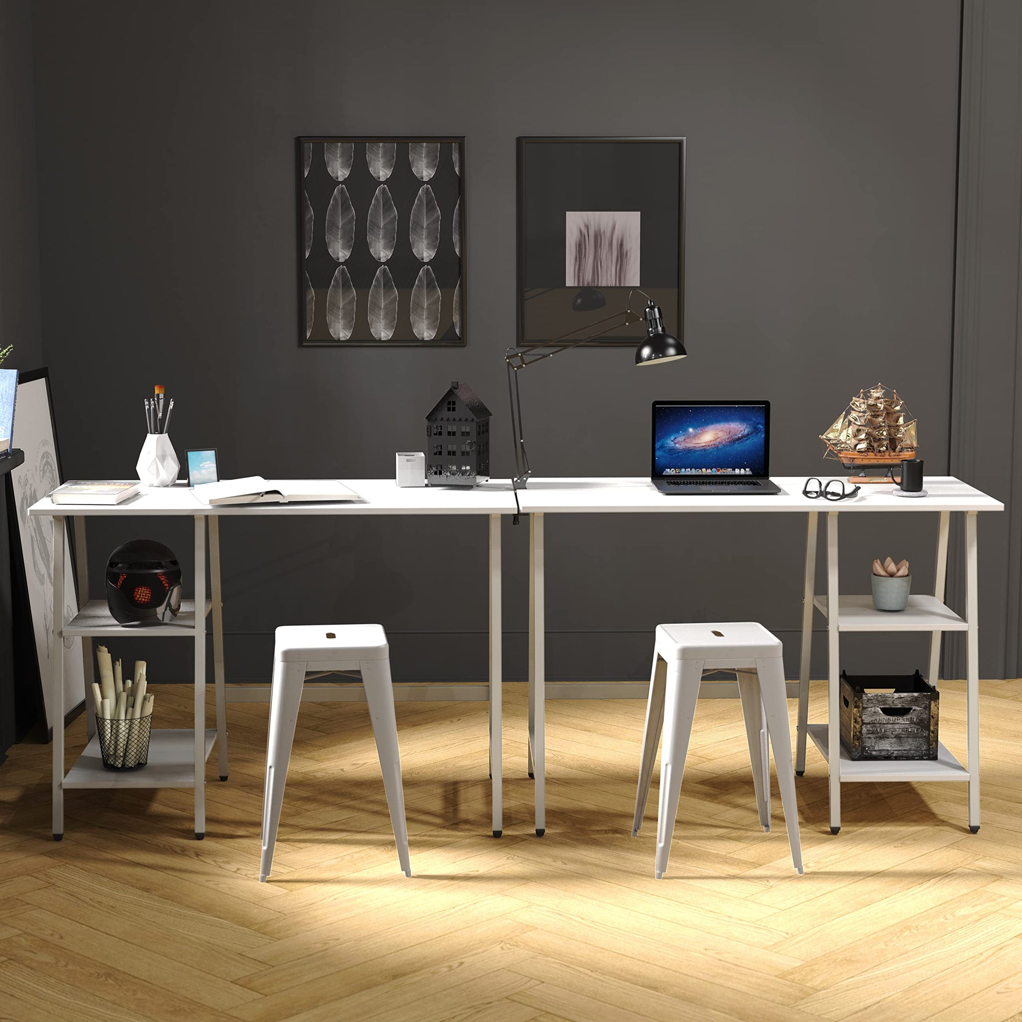 SHW 43 Inch Home Office Desk with Open Storage